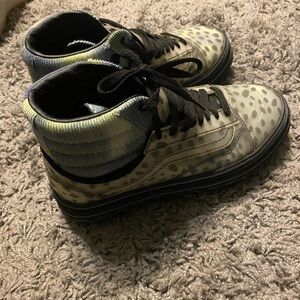 Green tie dye and cheetah vans